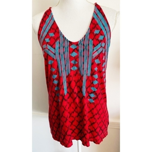 Silence and Noise • Blue Red Tribal Print Tank Top - Picture 1 of 4